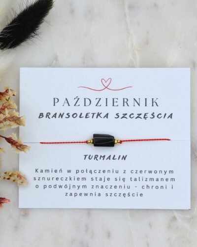 Bransoletka szczęścia miesiąc październik kamień turmalin