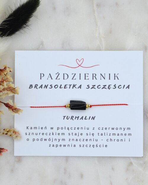 Bransoletka szczęścia miesiąc październik kamień turmalin