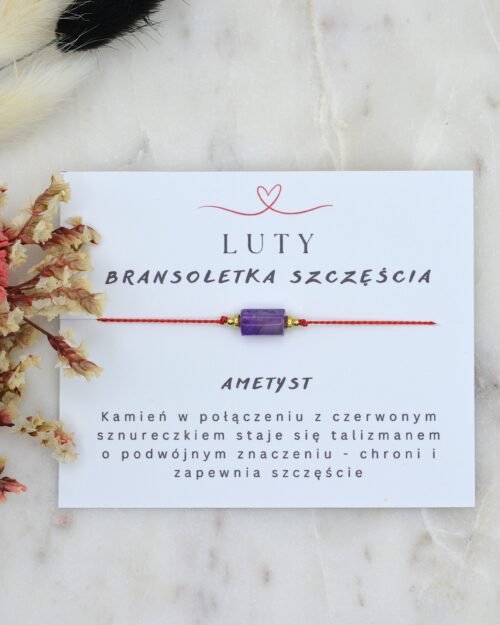 Bransoletka szczęścia dla urodzonych w lutym z kamieniem ametyst